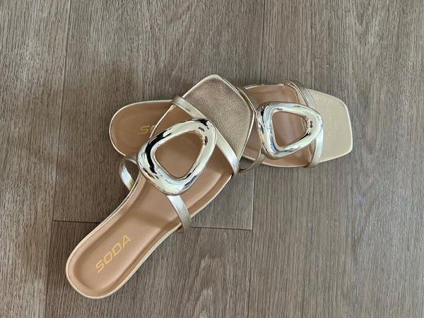 Distant Gold Ornament Dressy Slip On Sandals