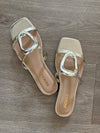 Distant Gold Ornament Dressy Slip On Sandals