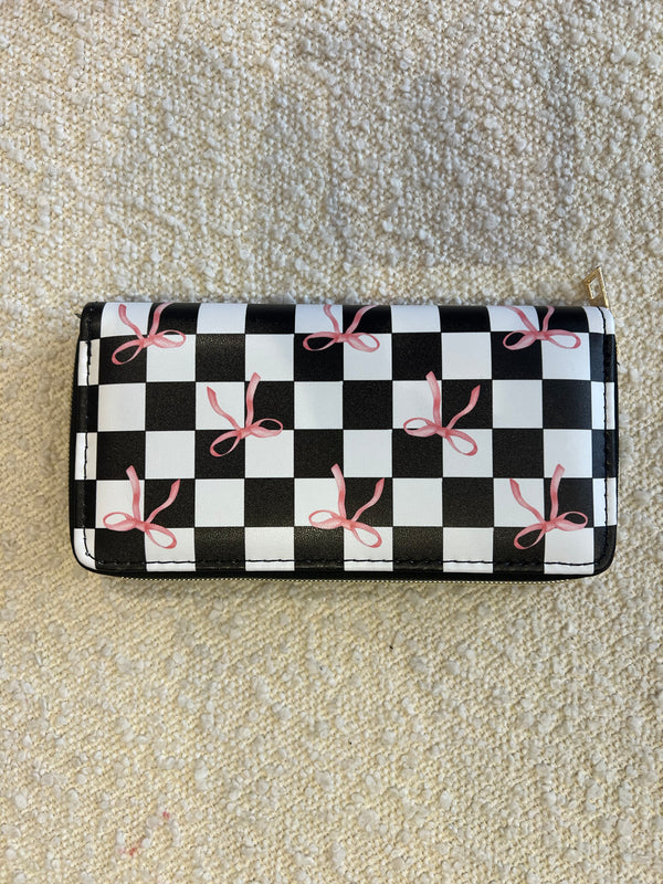 Trendy Bow Ribbon Vegan Leather Long Wallet 2 Designs