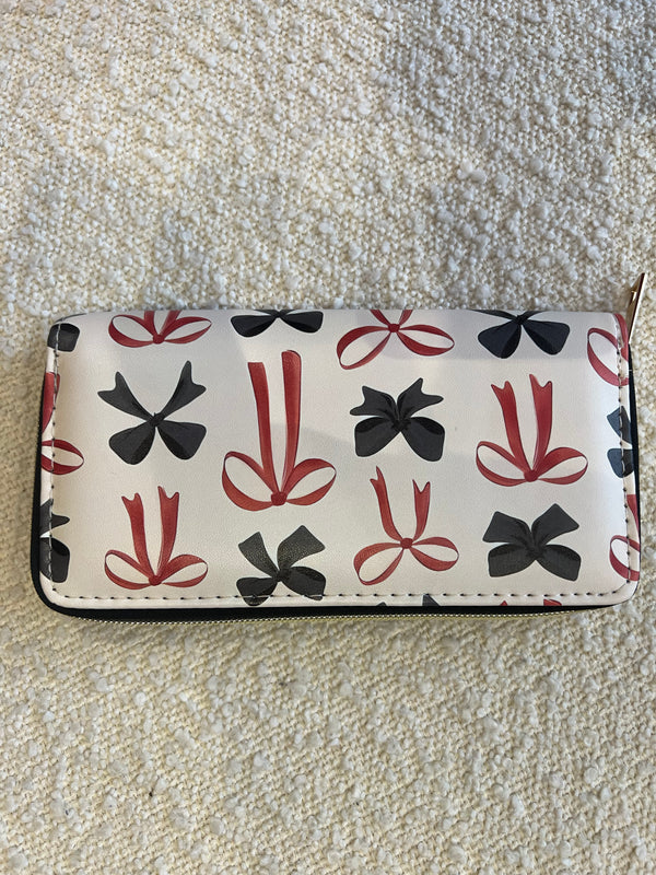 Trendy Bow Ribbon Vegan Leather Long Wallet 2 Designs