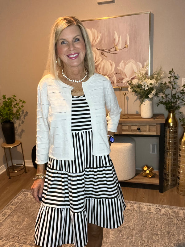 Black Stripe U Neck Sleeveless Loose Fit Mini Dress