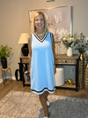 Myosotis Contrast Trim V Neck Sleeveless Mini Dress