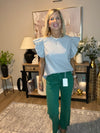 Round Neck Casual Ruffle Sleeve Striped Top