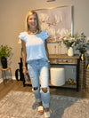 High-Rise Distressed Straight Leg Denim Jeans