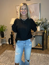 Solid Color Round Neck Lotus Leaf Sleeve Short-Sleeve Top 2 - Colors