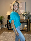 Solid Color Round Neck Lotus Leaf Sleeve Short-Sleeve Top 2 - Colors
