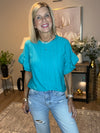 Solid Color Round Neck Lotus Leaf Sleeve Short-Sleeve Top 2 - Colors