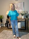 High Rise Cuffed Wide Leg Denim Jeans