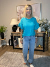 High Rise Cuffed Wide Leg Denim Jeans