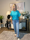 High Rise Cuffed Wide Leg Denim Jeans