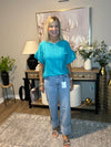 High Rise Cuffed Wide Leg Denim Jeans