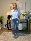 Washed Distressed Knee and Hem Cropped Pants Blackberry