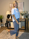 Washed Distressed Knee and Hem Cropped Pants Blackberry