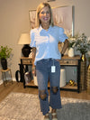 Washed Distressed Knee and Hem Cropped Pants Blackberry
