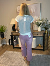 Washed Distressed Knee and Hem Cropped Pants Violet