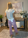 Washed Distressed Knee and Hem Cropped Pants Violet