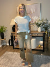 Washed Distressed Knee and Hem Cropped Pants Zenana Deep Camel