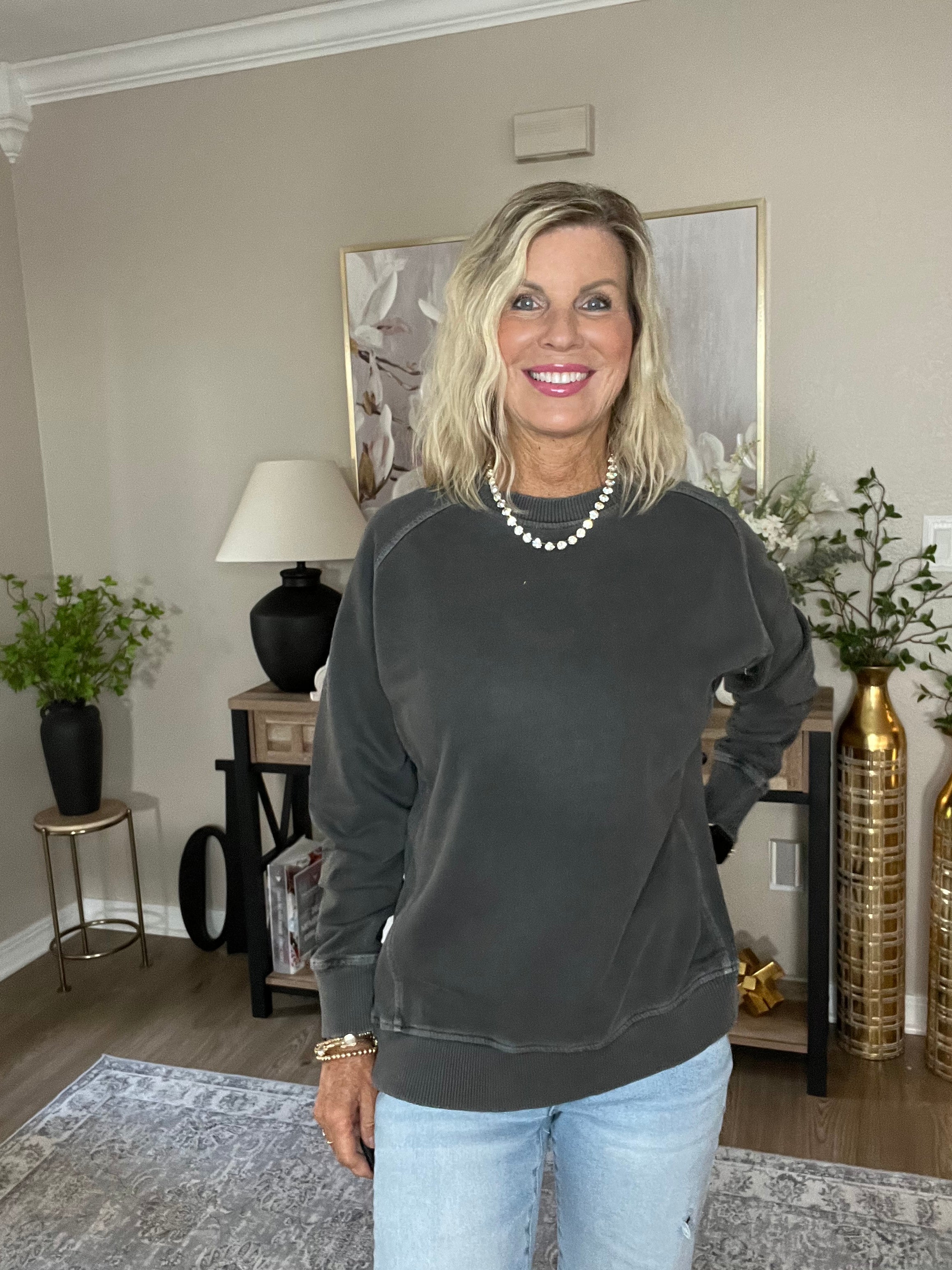 French Terry Pigment Dye & Enzyme Washing Pullover