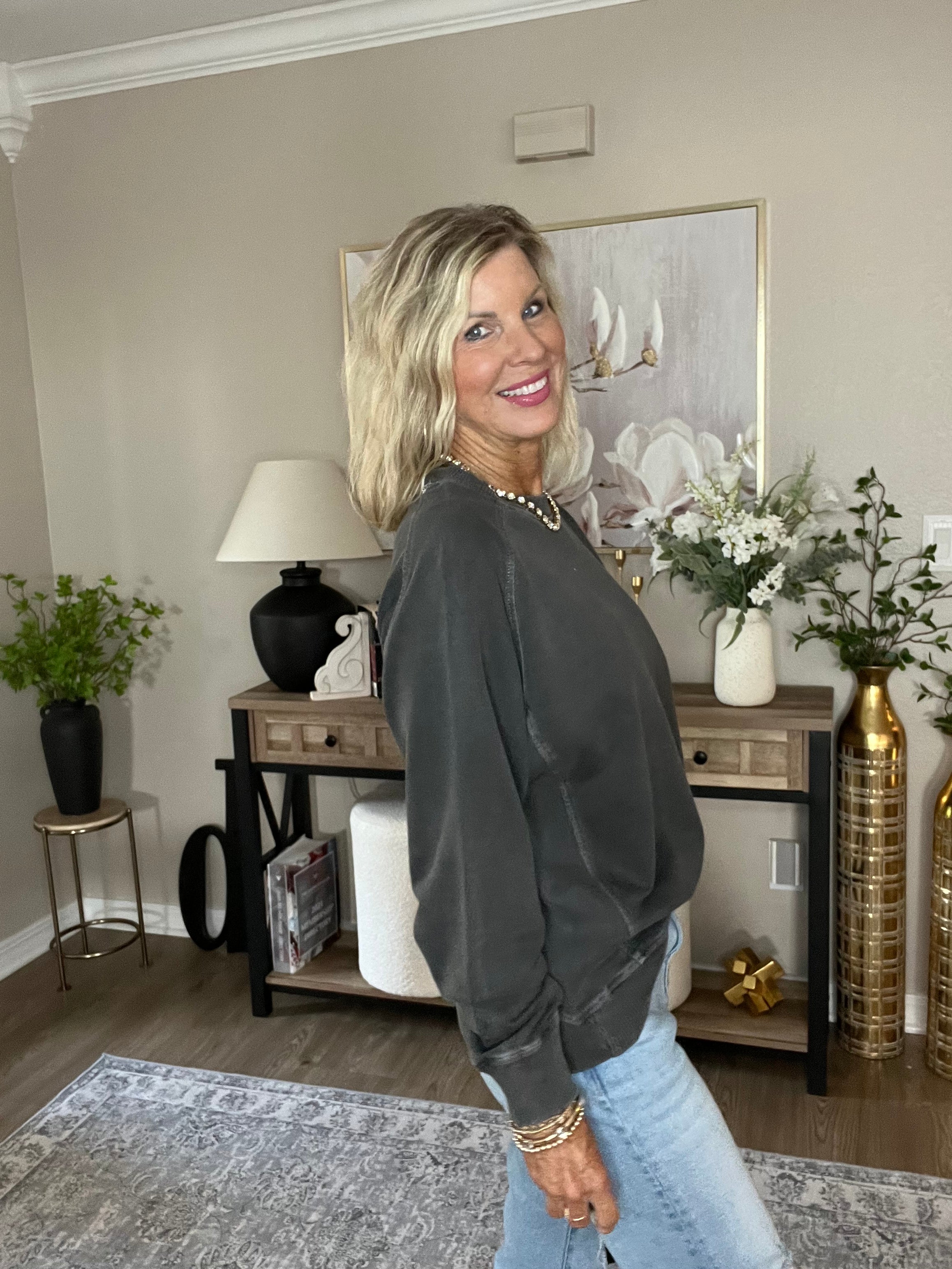French Terry Pigment Dye & Enzyme Washing Pullover