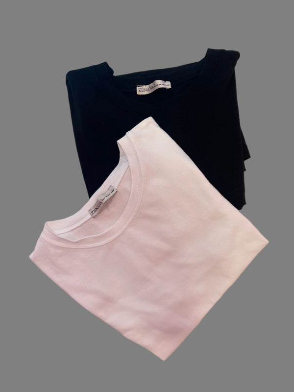 Basic Cotton Crewneck Short Sleeve Tee 2 Colors