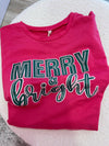 Merry & Bright on Hot Pink Sweatshirt