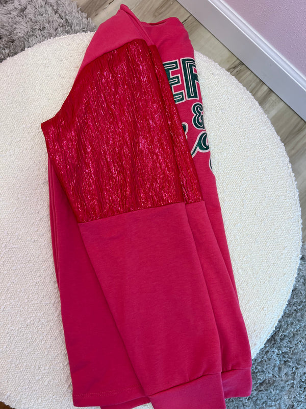 Merry & Bright on Hot Pink Sweatshirt