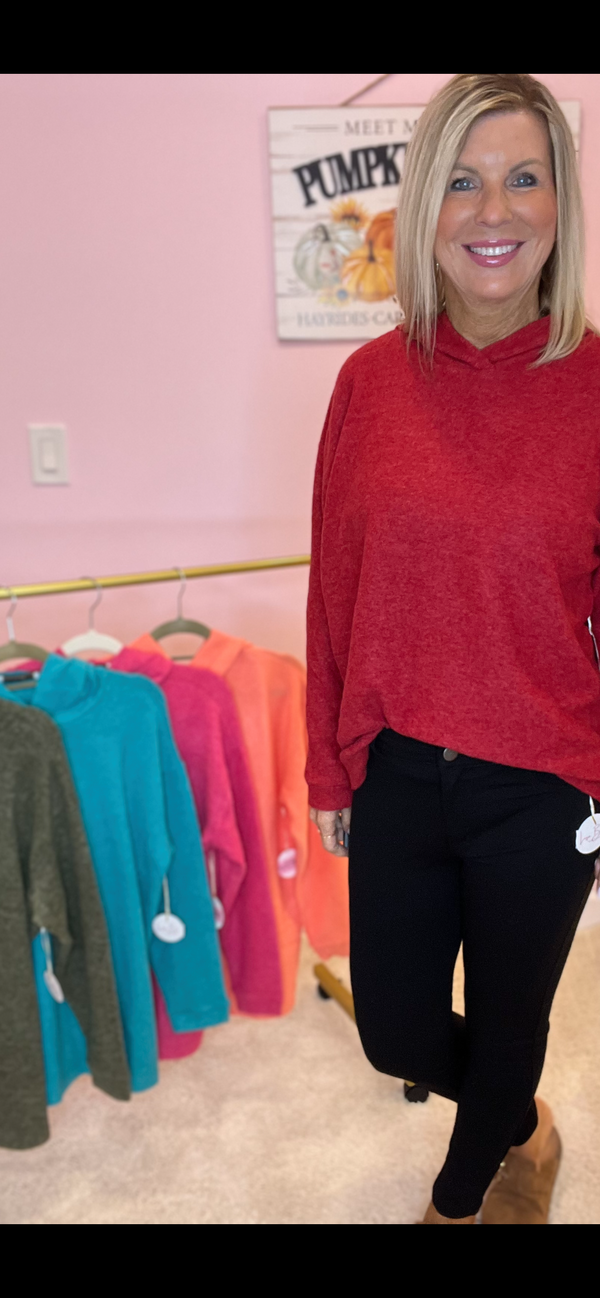 Hooded Brushed Melange Hacci Sweater - 5 Colors