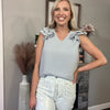 Zenana Woven Airflow Tiered Ruffle Sleeve Top - 2 Colors