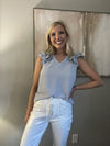Zenana Woven Airflow Tiered Ruffle Sleeve Top - 2 Colors