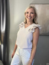 Zenana Woven Airflow Tiered Ruffle Sleeve Top - 2 Colors