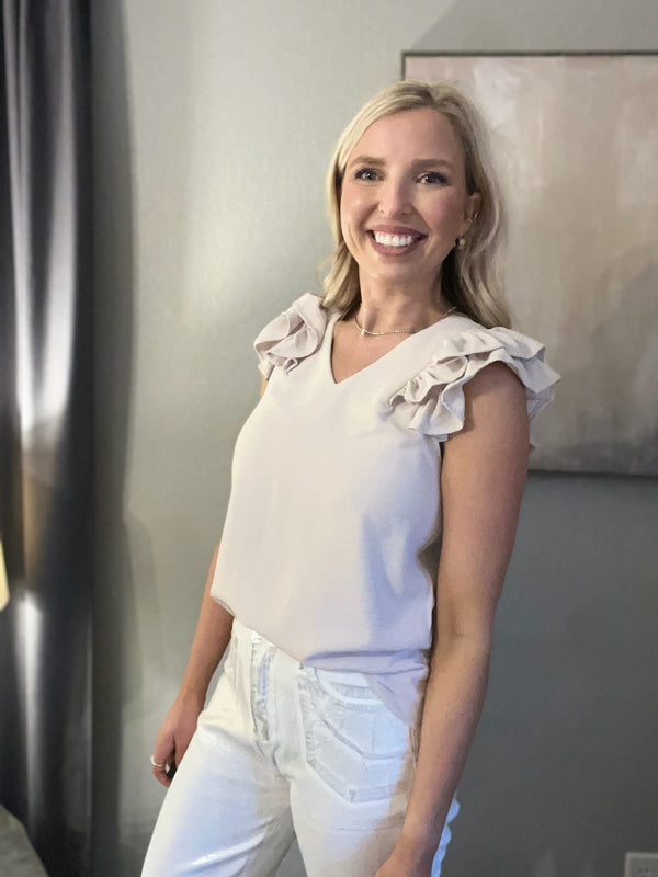 Zenana Woven Airflow Tiered Ruffle Sleeve Top - 2 Colors