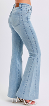 Judy Blue Light Wash Rhinestone Side Flare Jeans