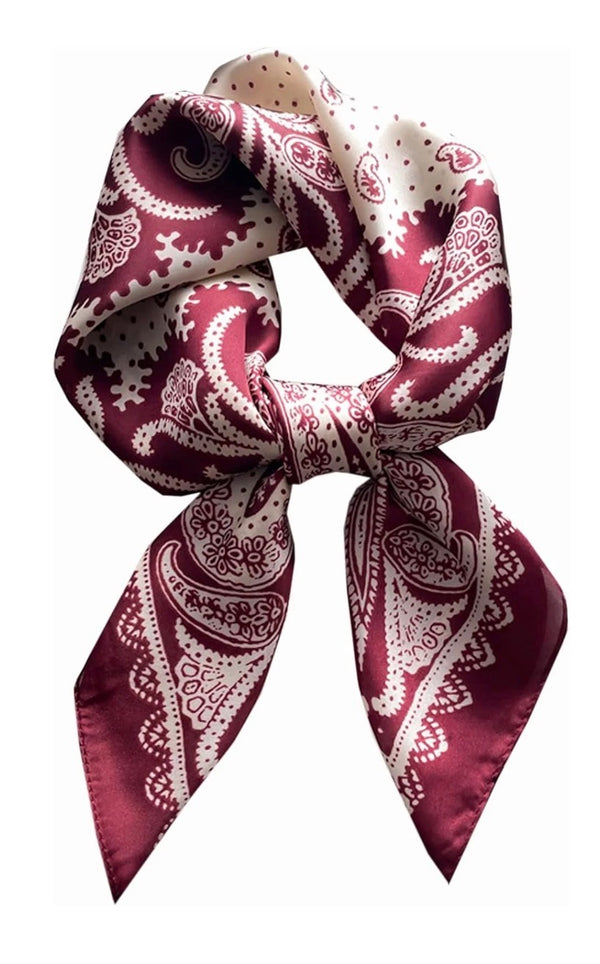 Maroon Women's Paisley Print Square Scarf
