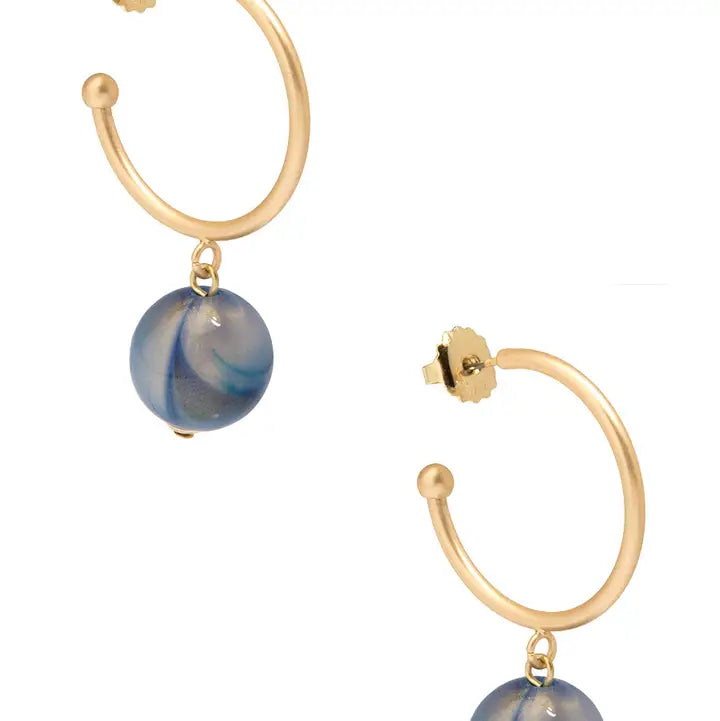Iridescent Bead Hoop Earring