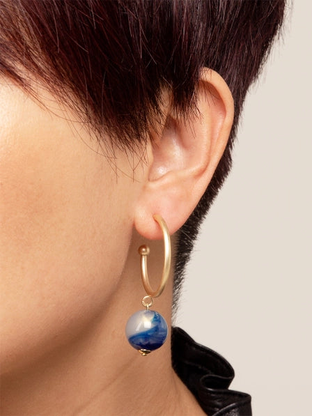 Iridescent Bead Hoop Earring