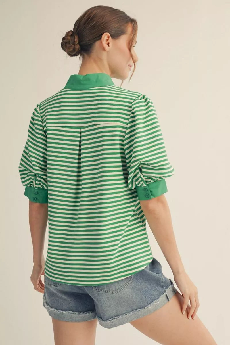 Green Breeze Contrast Top