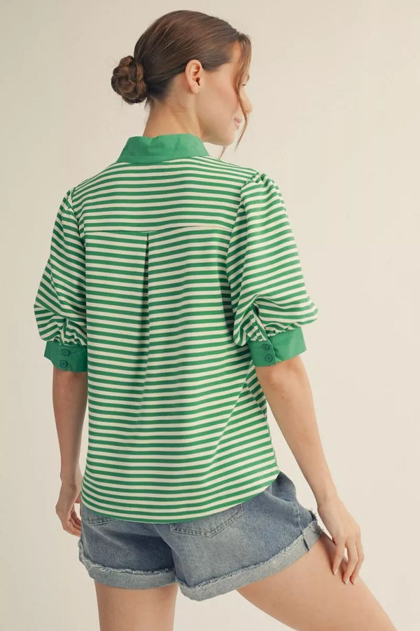 Green Breeze Contrast Top