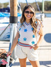Knit Vest with Sequin Stars Patches