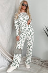 Leopard Animal Print Long Sleeve and Pants Loungewear Set