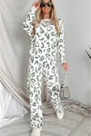 Leopard Animal Print Long Sleeve and Pants Loungewear Set
