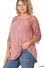 Lace Half Sleeve Round Neck & Round Hem Top - Curvy Fit - 2 Colors - Zenana