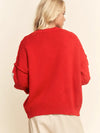 Lace Ribbon Bow Patch Detail Pullover Sweater Top