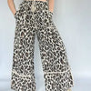 Laced Cheetah Leopard Print Wide-Leg Pants