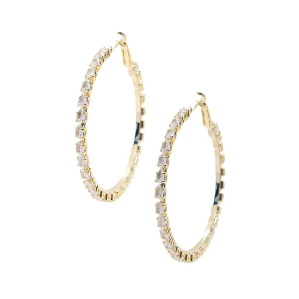 Large Gold Luster Gem Hoops