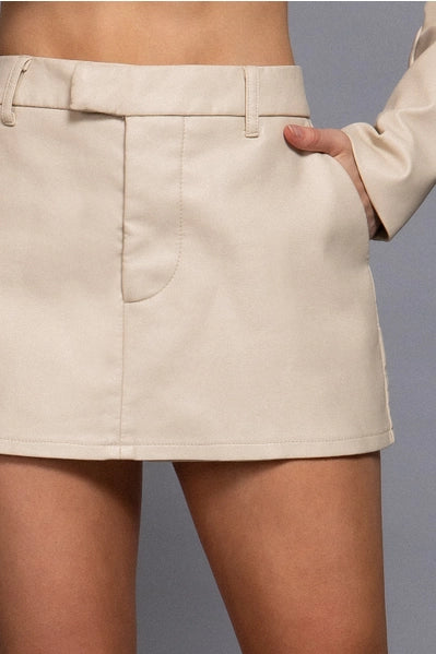 Layering Look Washed Faux Leather Skort