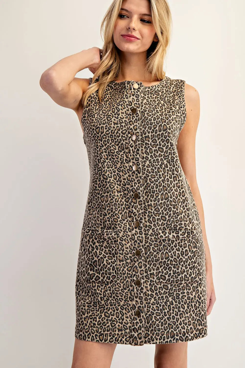 Leopard Button Down Front Mini Dress