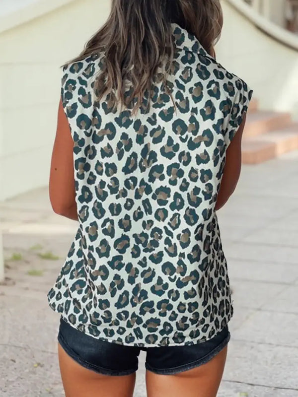 Leopard Open Front Jacket Vest