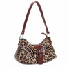 Leopard Print Buckle Baguette Shoulder Bag