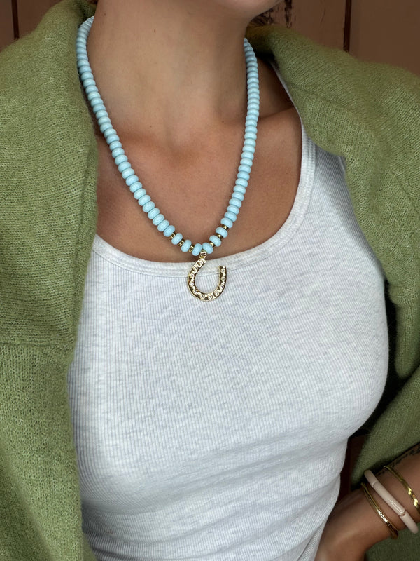 State South Horseshoe Beaded Necklace - Light Blue
