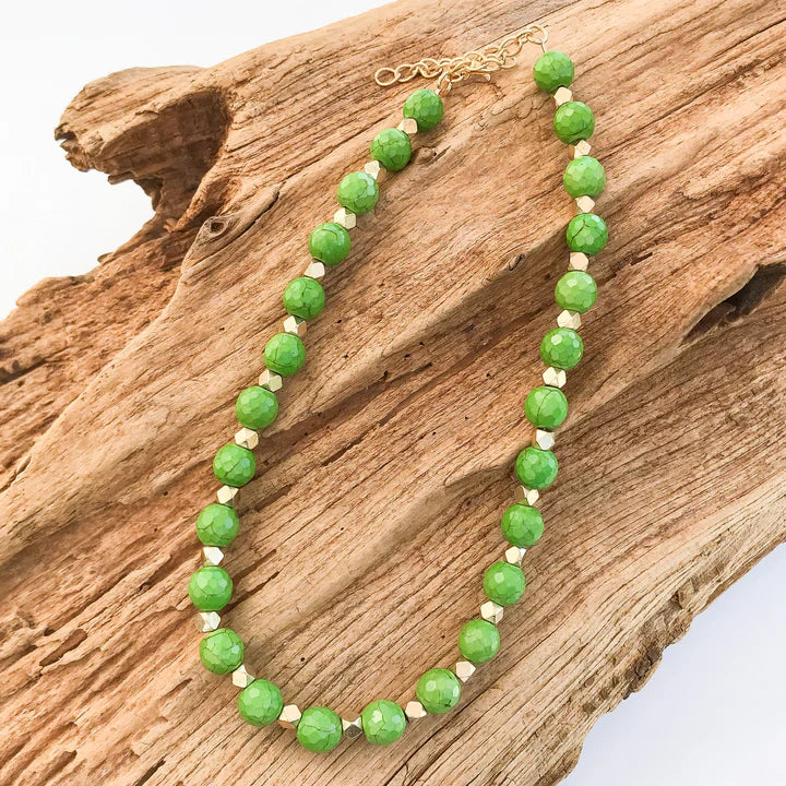Studded Gemstone Necklace | Lime